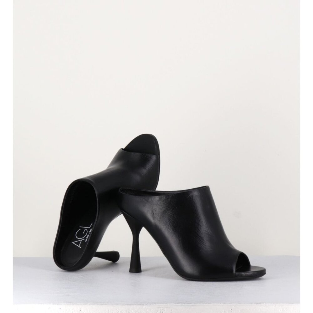 🆕 AGL Attilio Giusti Leombruni Dea Mule Sandal Shoes Leather Black 10 - Picture 1 of 14